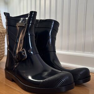Coach Glossy Navy Rain Boots